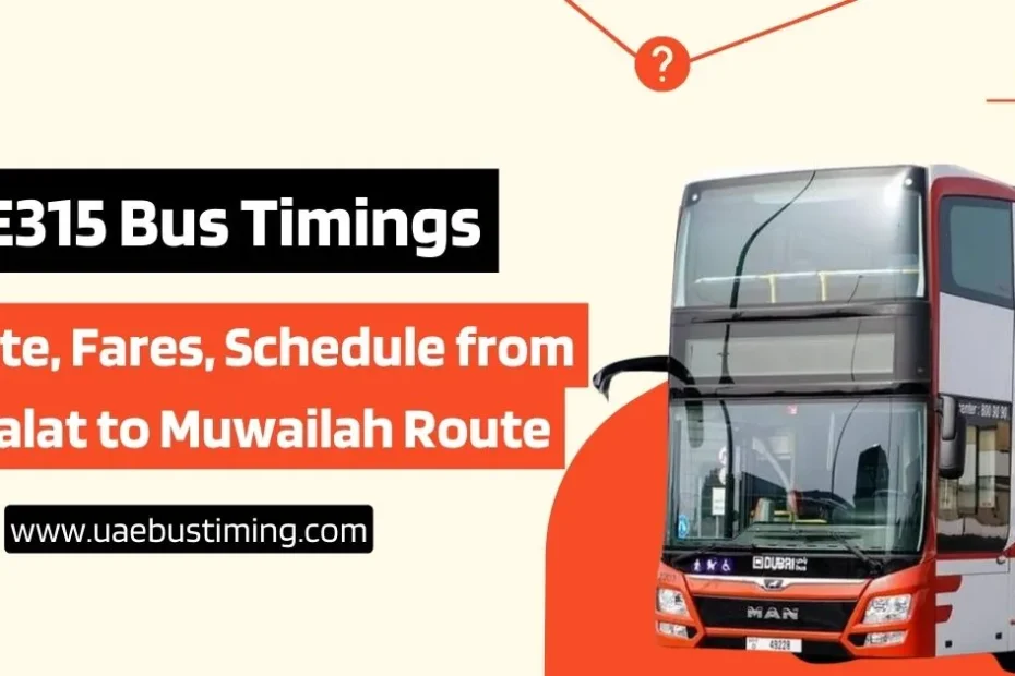 E315 Bus Timings, Route, Fares, Schedule from Etisalat to Muwailah Route