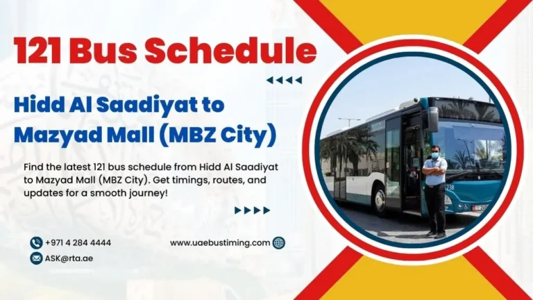 121 Bus Schedule: Hidd Al Saadiyat to Mazyad Mall (MBZ City)