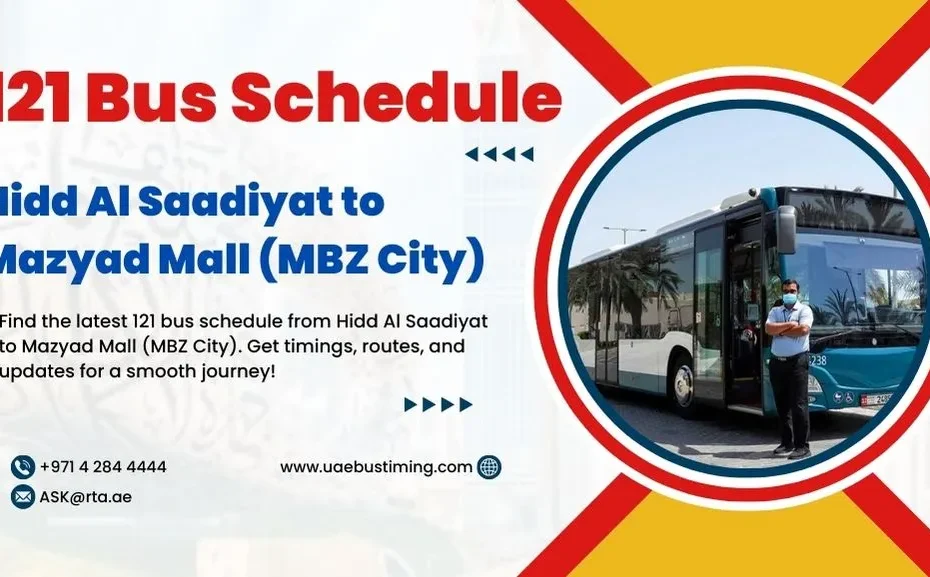 121 Bus Schedule: Hidd Al Saadiyat to Mazyad Mall (MBZ City)