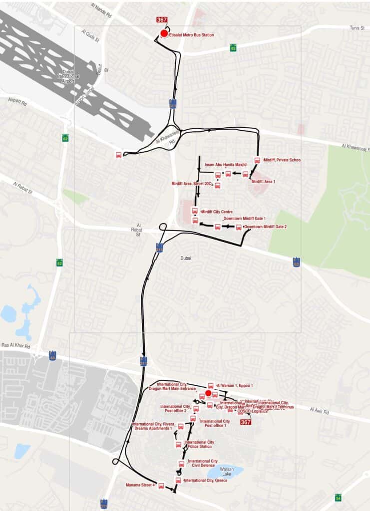 RTA Bus 367 Route Map