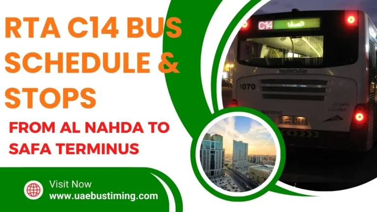 RTA C14 Bus Schedule, Stops from Al Nahda to Safa Terminus