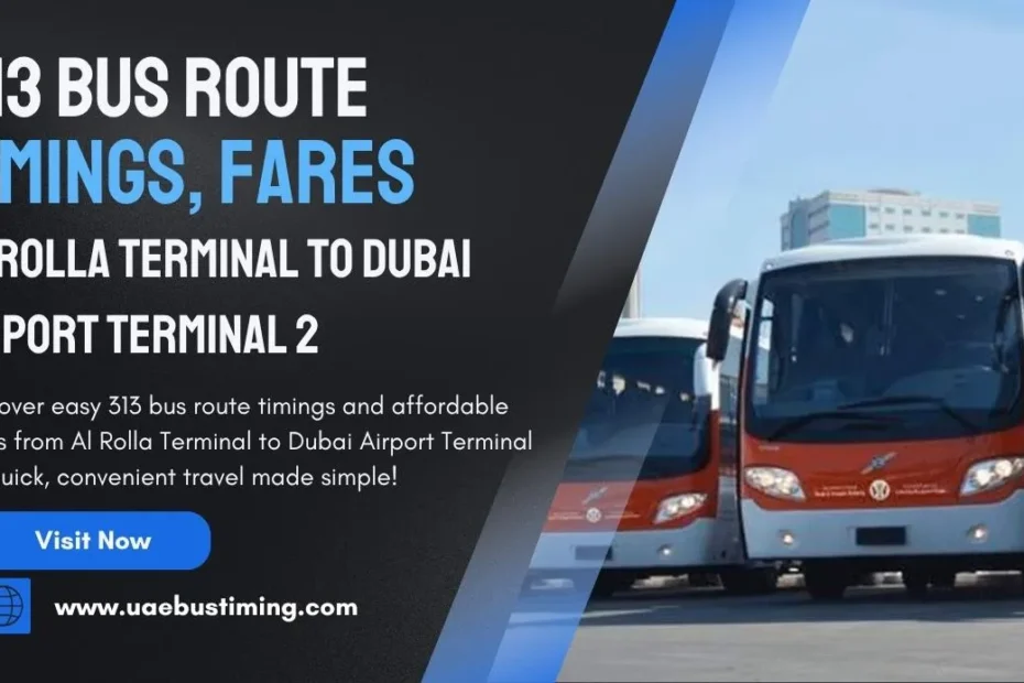 313 Bus Route Timings, Fares from Al Rolla Terminal to Dubai Airport Terminal 2