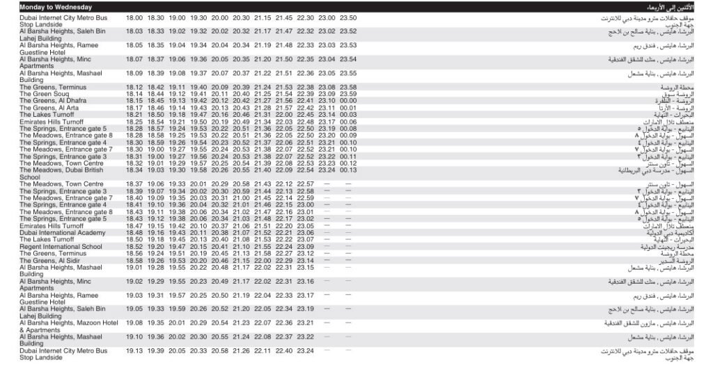 Bus F31 Monday to Wednesday Timetable 2