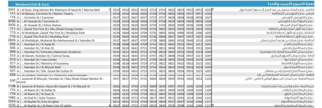 Bus 65 Weekend Timetable 1