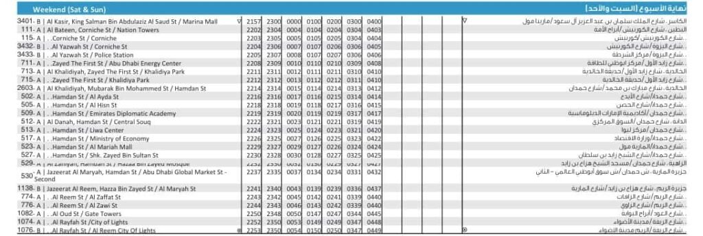 Bus 65 Weekend Timetable 3