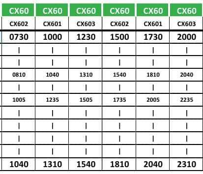 Abu Dhabi Bus CX60 Timetable from MBZ Bus Station