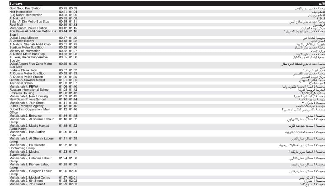Bus 13 Sunday Timetable 4