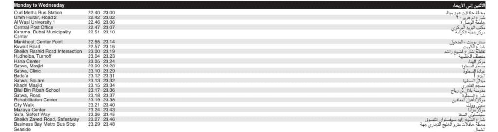 Bus 14 Monday to Wednesday Timetable 2