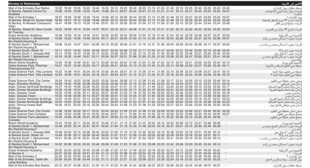 Bus F36 Monday to Wednesday Timetable 3