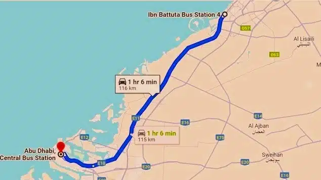 E101 Bus Route Map