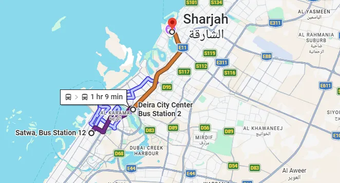 E304 Bus Route Map
