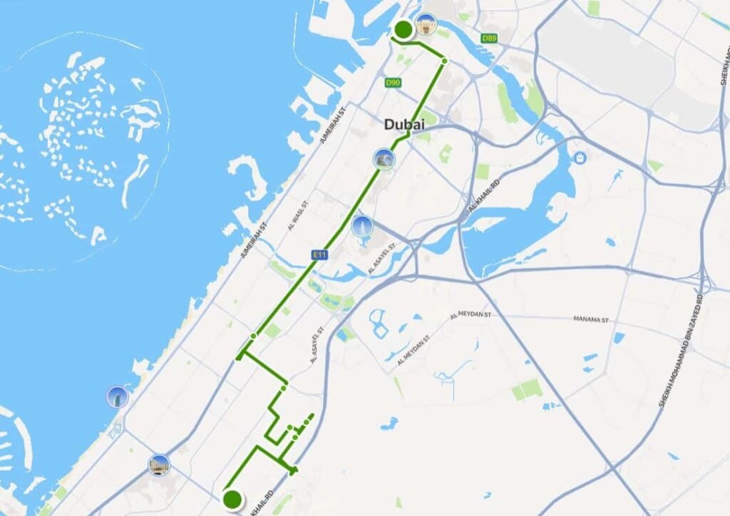 RTA 21A Bus Route Map