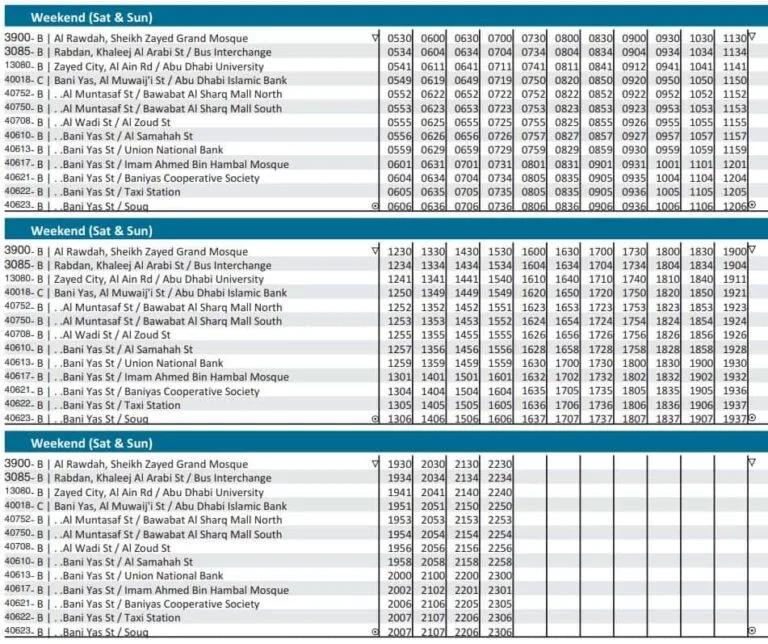 401 bus timetable Saturday and Sunday-1