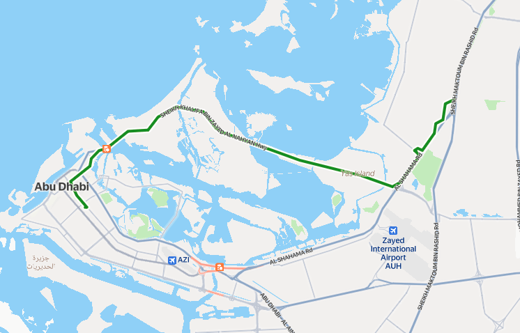 Abu Dhabi 201 Bus Route Map