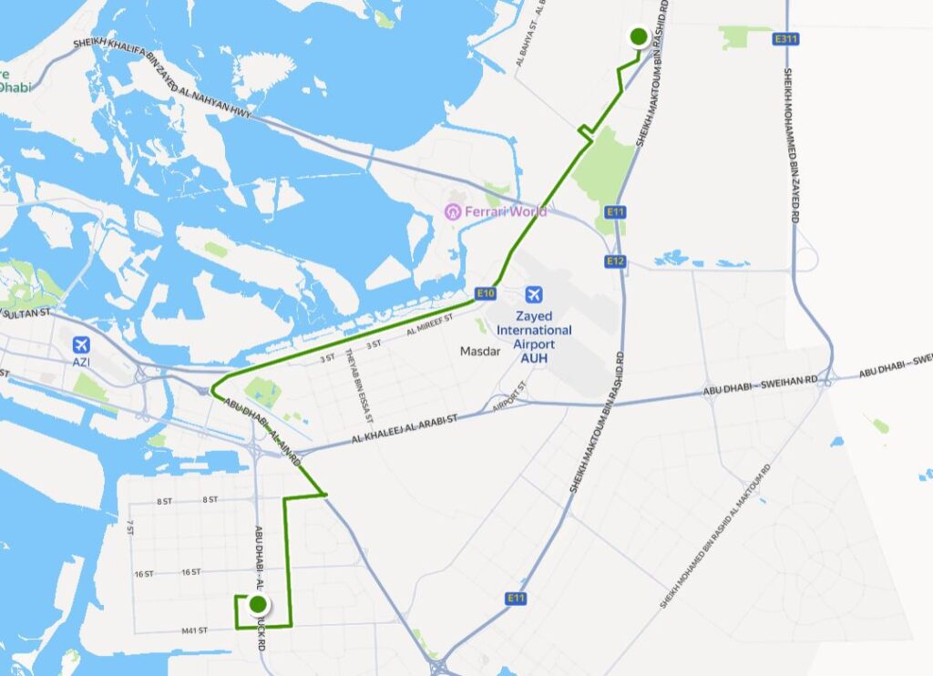 Abu Dhabi 210 Bus Route Map