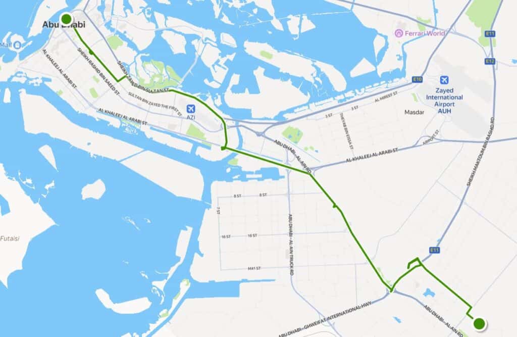 Abu Dhabi 405 Bus Route Map