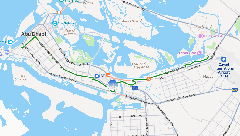 Abu Dhabi Bus 175 Route Map