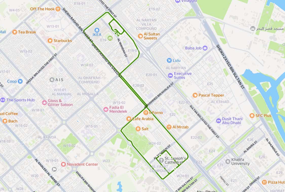Abu Dhabi Bus 45 Route Map