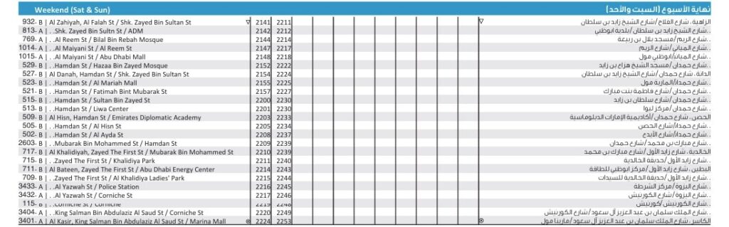 Bus 5 Weekend Timetable 3