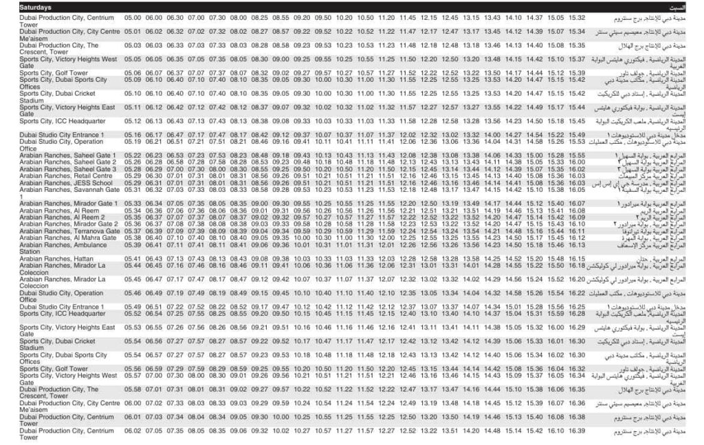 Bus J02 Saturday Timetable 1