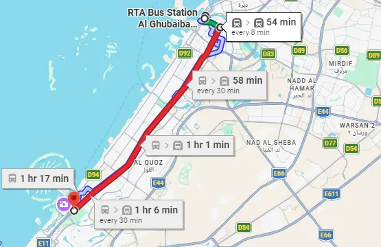 RTA Bus 83 Route Map