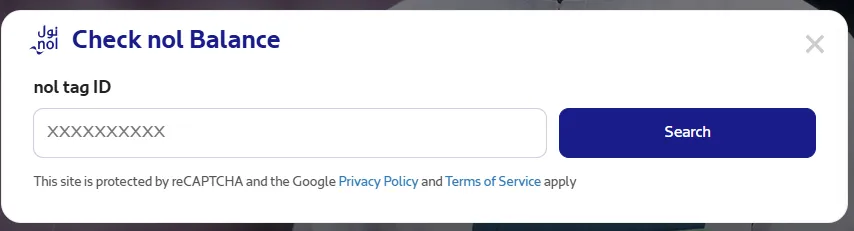 RTA website balance check